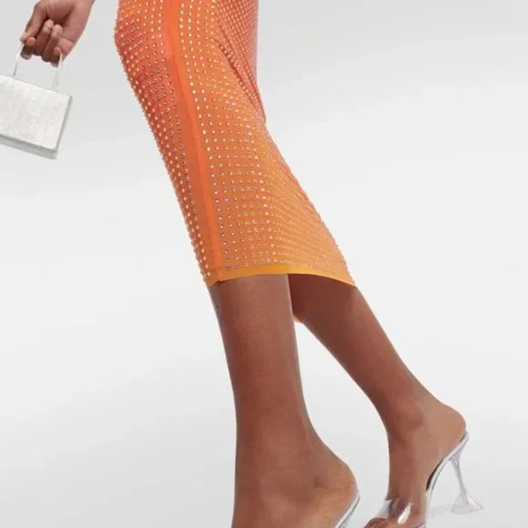 Self Portrait Off Shoulder Rhinestone Embellished Midi Dress - 2 - Picture 5 of 13